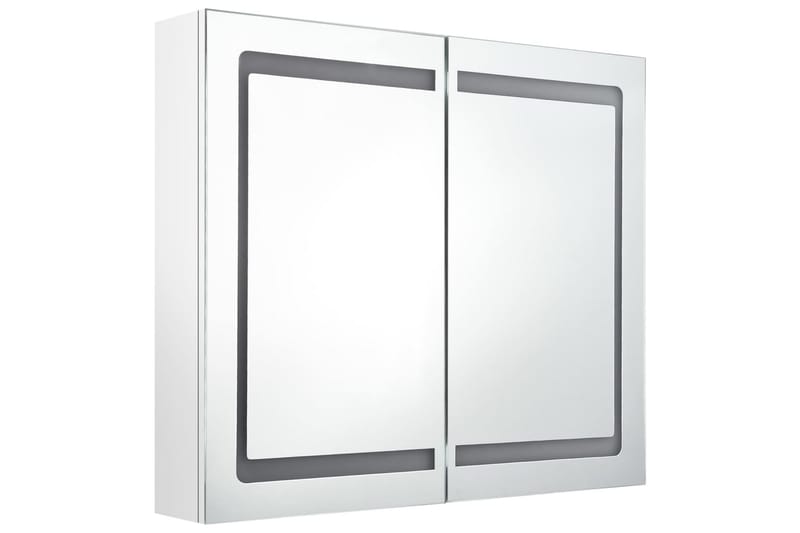 Spegelskåp med LED blank vit 80x12x68 cm - Vit - Hus & renovering - Kök & bad - Badrum - Badrumsmöbler & badrumsinredning - Spegelskåp badrum