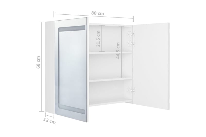 Spegelskåp med LED blank vit 80x12x68 cm - Vit - Hus & renovering - Kök & bad - Badrum - Badrumsmöbler & badrumsinredning - Spegelskåp badrum