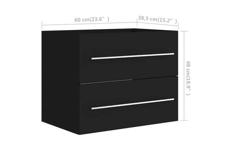 Badrumsskåp med inbyggt handfat svart spånskiva - Svart - Hus & renovering - Kök & bad - Badrum - Badrumsmöbler & badrumsinredning - Tvättställsskåp & kommod