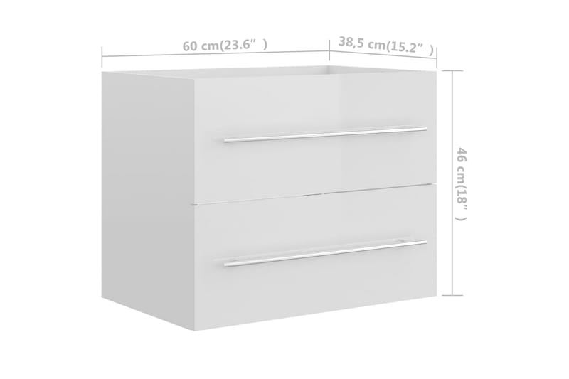 Badrumsskåp med inbyggt handfat vit högglans spånskiva - Vit - Hus & renovering - Kök & bad - Badrum - Badrumsmöbler & badrumsinredning - Tvättställsskåp & kommod