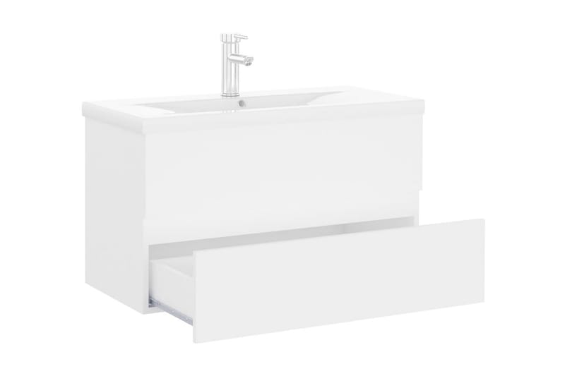 Badrumsskåp med inbyggt handfat vit spånskiva - Vit - Tvättställsskåp & kommod