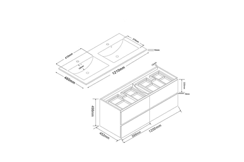 Eufori Tvättställsskåp Bathlife 120 cm - Vit - Hus & renovering - Kök & bad - Badrum - Badrumsmöbler & badrumsinredning - Tvättställsskåp & kommod