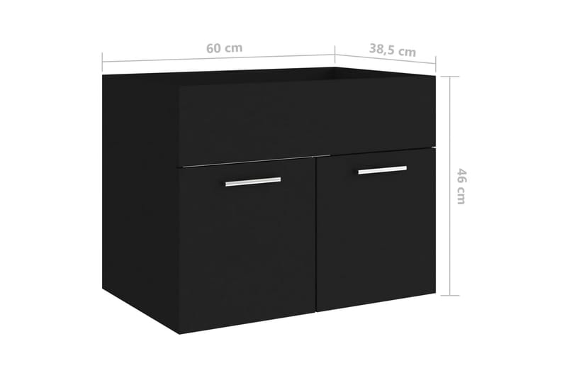 Tvättställsskåp svart 60x38,5x46 cm spånskiva - Svart - Hus & renovering - Kök & bad - Badrum - Badrumsmöbler & badrumsinredning - Tvättställsskåp & kommod