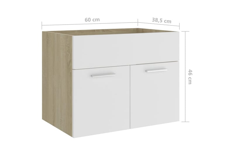 Tvättställsskåp vit och sonoma-ek 60x38,5x46 cm spånskiva - Vit - Hus & renovering - Kök & bad - Badrum - Badrumsmöbler & badrumsinredning - Tvättställsskåp & kommod