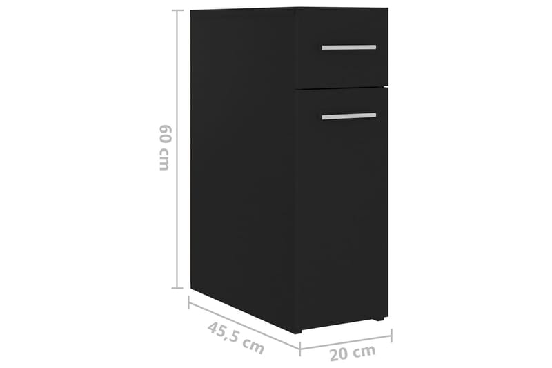 Apoteksskåp svart 20x45,5x60 cm spånskiva - be Basic - Tvättskåp - Väggskåp & högskåp - Badrumsskåp