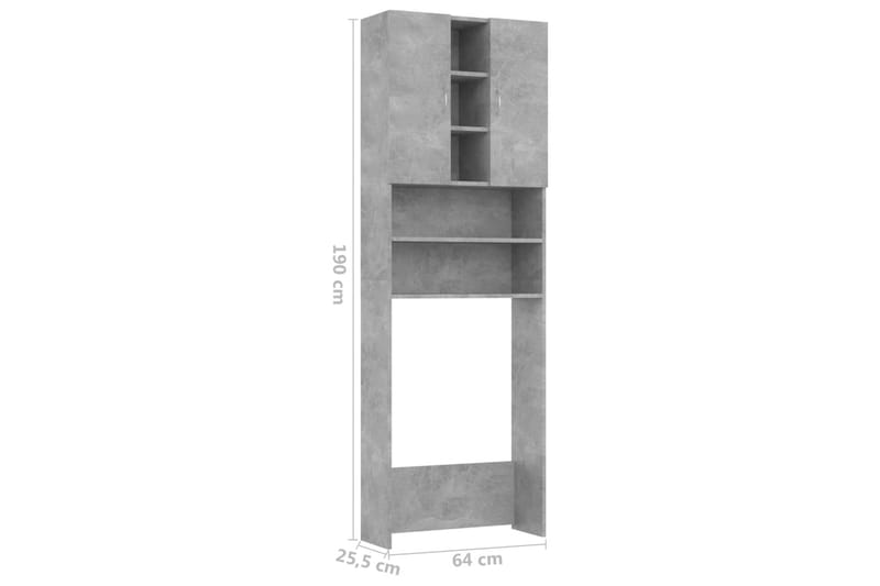 Tvättmaskinsskåp betonggrå 64x25,5x190 cm - Tvättskåp - Väggskåp & högskåp - Badrumsskåp