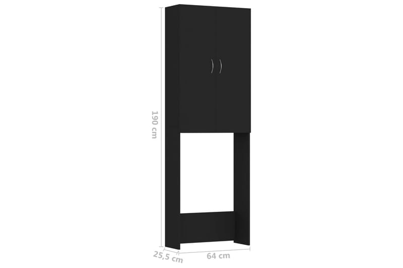 Tvättmaskinsskåp svart 64x25,5x190 cm - Tvättskåp - Väggskåp & högskåp - Badrumsskåp