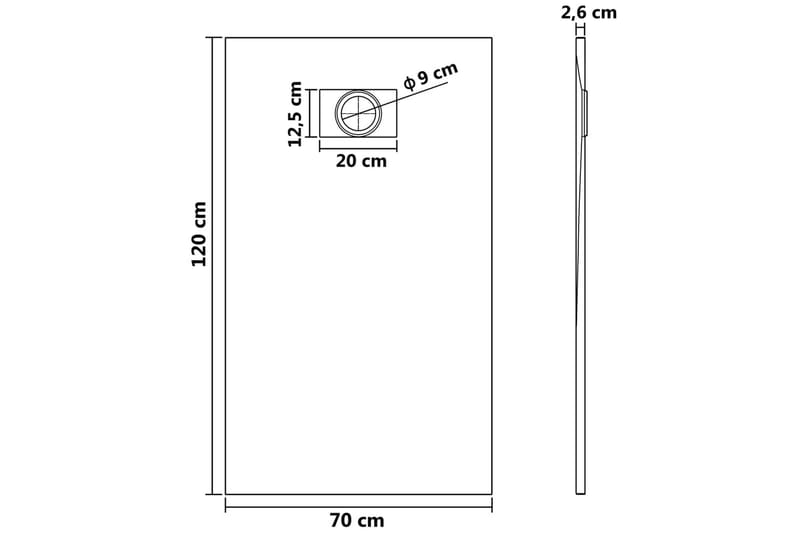 Duschkar SMC grå 120x70 cm - Grå - Duschkar - Övrigt badrumstillbehör