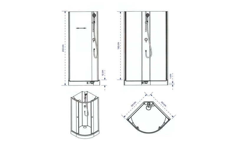 Knutby Duschkabin 210 cm - Vit/Svart - Hus & renovering - Kök & bad - Badrum - Duschar - Duschkabin