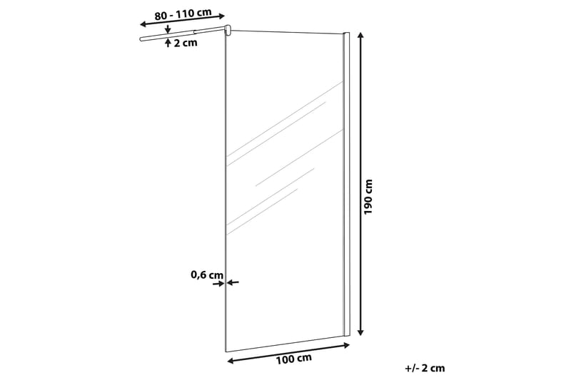 Ahaus Duschskärm 100x190 cm - Härdat Glas - Duschväggar