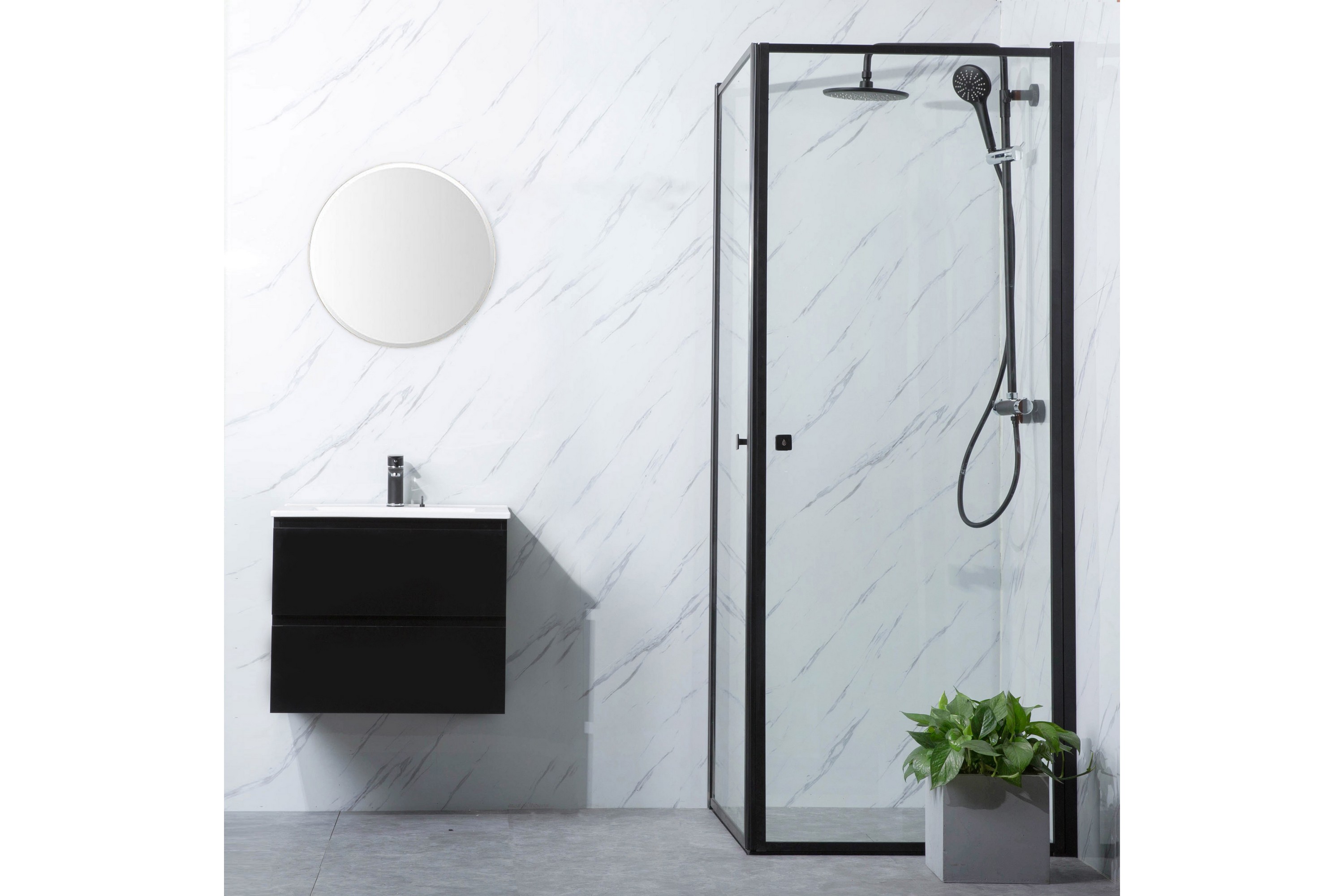 Bathlife Profil Duschhörn Rak Dörr 80 cm+Rak 90 cm - Svart Duschväggar Glas