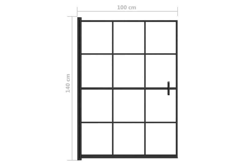 Duschvägg ESG 100x140 cm svart - Svart - Duschväggar