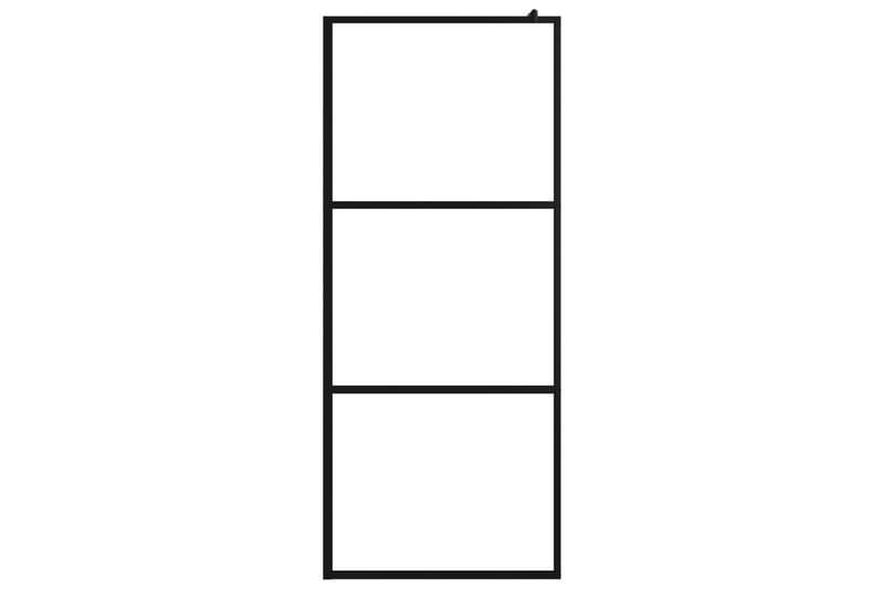 Duschvägg med klart ESG-glas svart 90x195 cm - Svart - Duschväggar