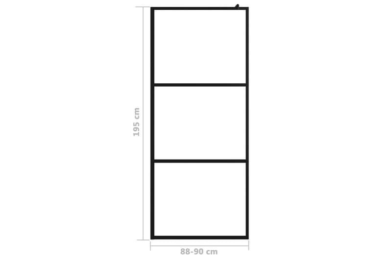 Duschvägg med klart ESG-glas svart 90x195 cm - Svart - Duschväggar