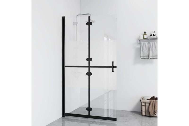 Vikbar duschvägg med halvfrostat ESG-glas 120x190 cm - Transparent - Duschväggar