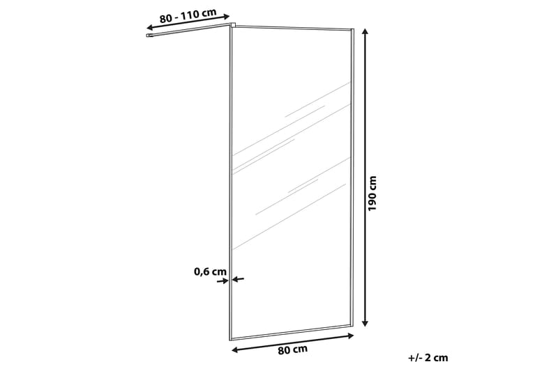 Waspam Duschskärm 80x190 cm - Härdat Glas/Svart - Duschväggar