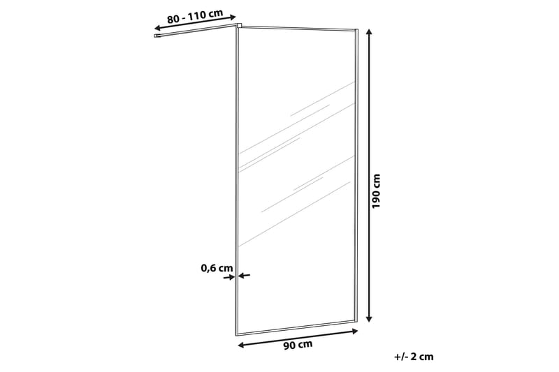 Waspam Duschskärm 90x190 cm - Härdat Glas/Svart - Duschväggar