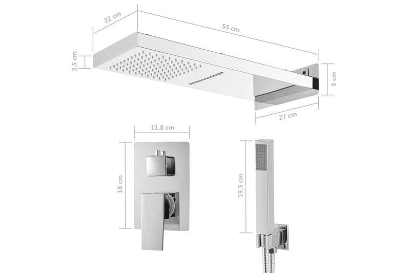 Duschsystem rostfritt stål 201 silver - Duschset