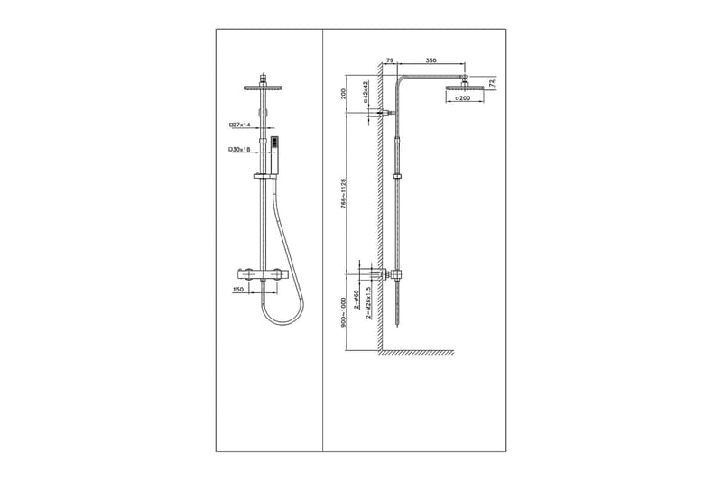 Flöda Takduschset - Mässing - Hus & renovering - Kök & bad - Badrum - Duscharmatur & dusch tillbehör - Duschset