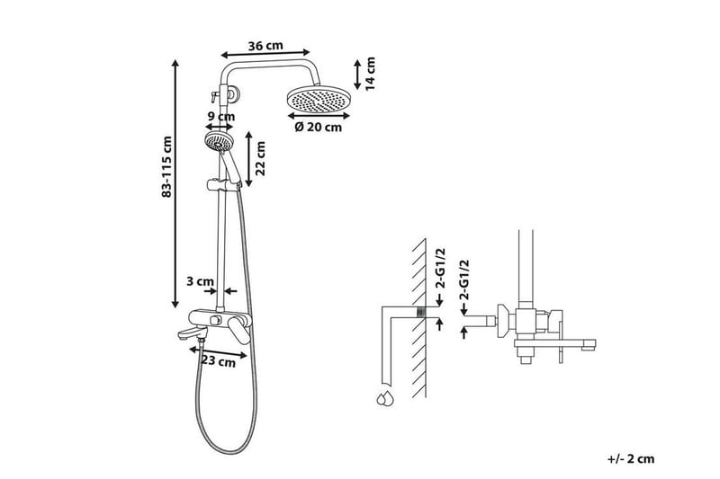 Gurara Duschset med Takdusch - Svart - Duschset