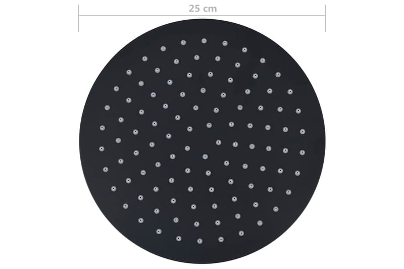 Takduschhuvud i rostfritt stål 25 cm rund svart - Svart - Hus & renovering - Kök & bad - Badrum - Badrumsmöbler & badrumsinredning - Badrumshandtag & badrumsbeslag