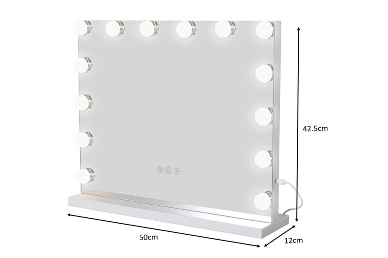 Hakido Sminkspegel 50 cm med LED Belysning - Vit - Sminkspegel - Badrumstillbehör