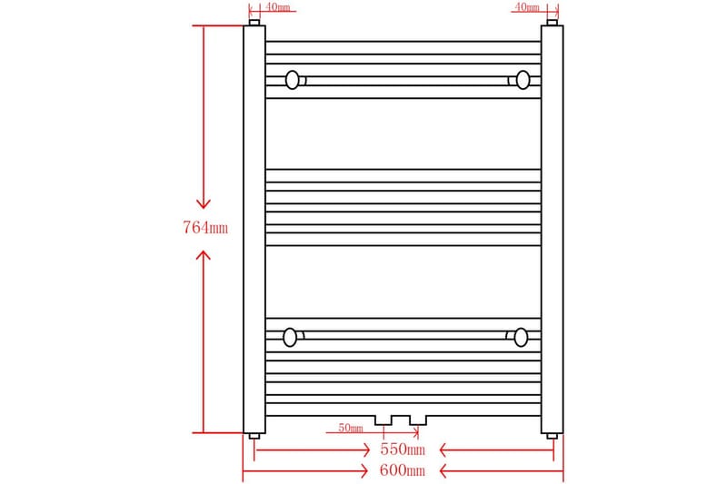Handdukstork centralvärme element rak svart 600x764 mm - Svart - Hus & renovering - Kök & bad - Badrum - Handdukstorkar - Handdukstork vattenburen