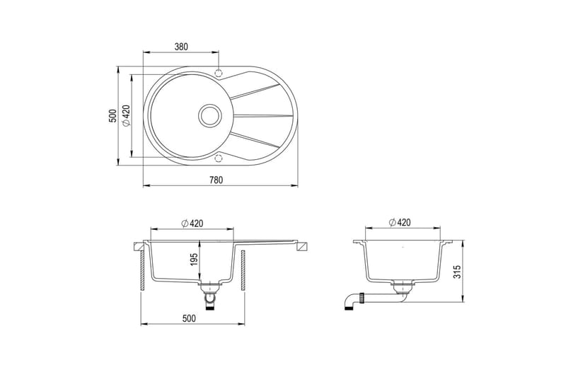 Diskho granit enkel oval vit - Vit - Enkelhandfat