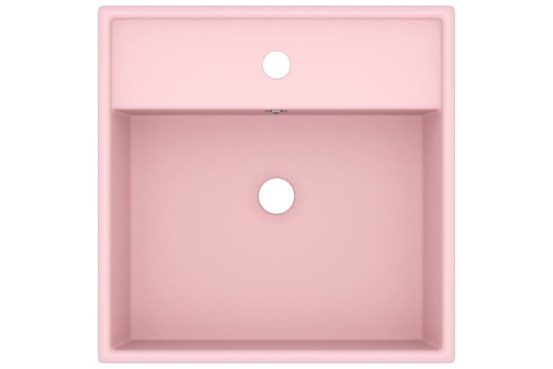 Fyrkantigt handfat bräddavlopp matt rosa 41x41 cm keramik - Rosa - Enkelhandfat