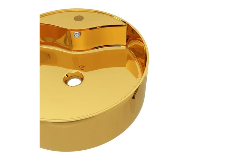 Handfat med bräddavlopp 46,5x15,5 cm keramik guld - Guld - Enkelhandfat