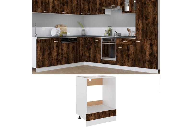 beBasic Köksskåp för ugn rökfärgad ek 60x46x81,5 cm konstruerat trä - Brown - Köksskåp