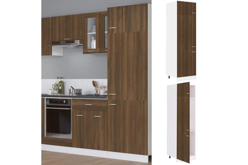 beBasic Skåp för kylskåp brun ek 60x57x207 cm konstruerat trä - Brown - Köksskåp