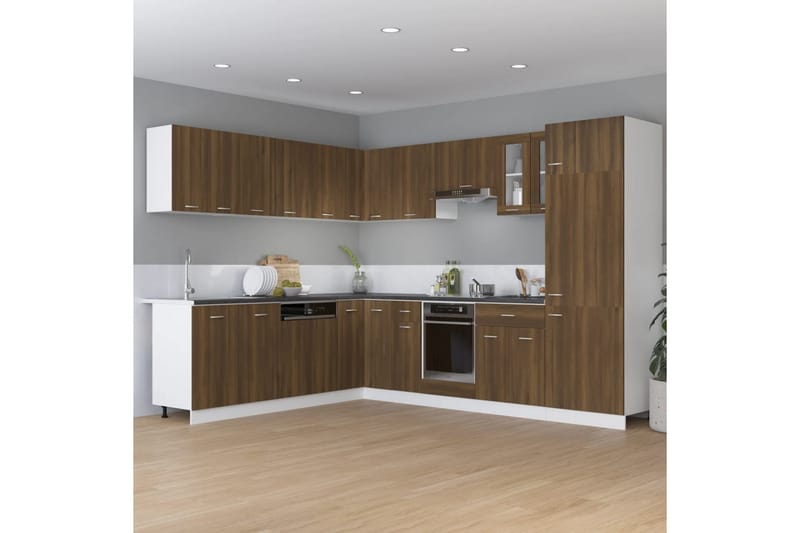 beBasic Skåp för kylskåp brun ek 60x57x207 cm konstruerat trä - Brown - Köksskåp