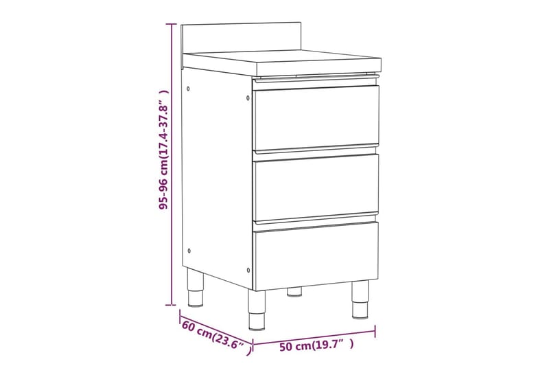 Köksskåp för storkök 3 st rostfritt stål - Köksskåp