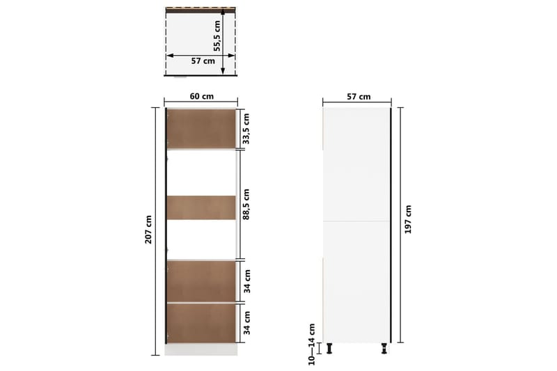 Skåp för kylskåp svart 60x57x207 cm spånskiva - Svart - Hus & renovering - Kök & bad - Kök & tvättstuga - Köksinredning - Köksskåp