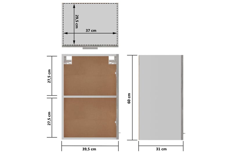 Väggskåp betonggrå 39,5x31x60 cm spånskiva - Grå - Hus & renovering - Kök & bad - Kök & tvättstuga - Köksinredning - Köksskåp