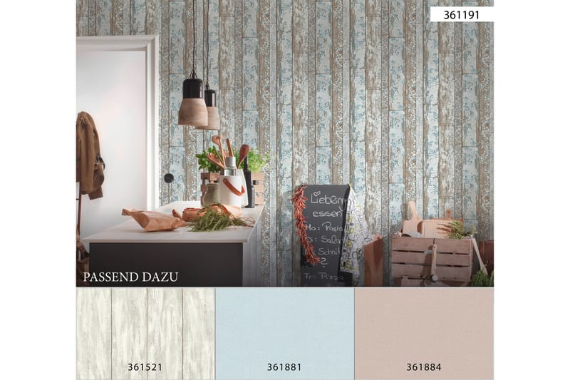 Trälik Tapet Ovävd Blå Brun Grå - AS Creation - Kökstapet - Mönstrad tapet - Vinyltapet