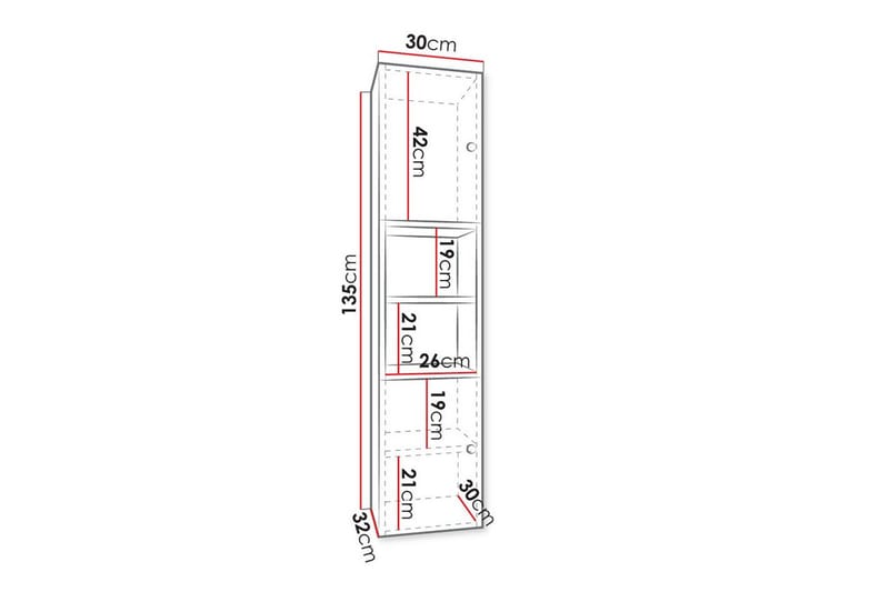 Dunvegan Högskåp Badrum 135 cm - Vit - Badrumsskåp - Tvättskåp - Väggskåp & högskåp