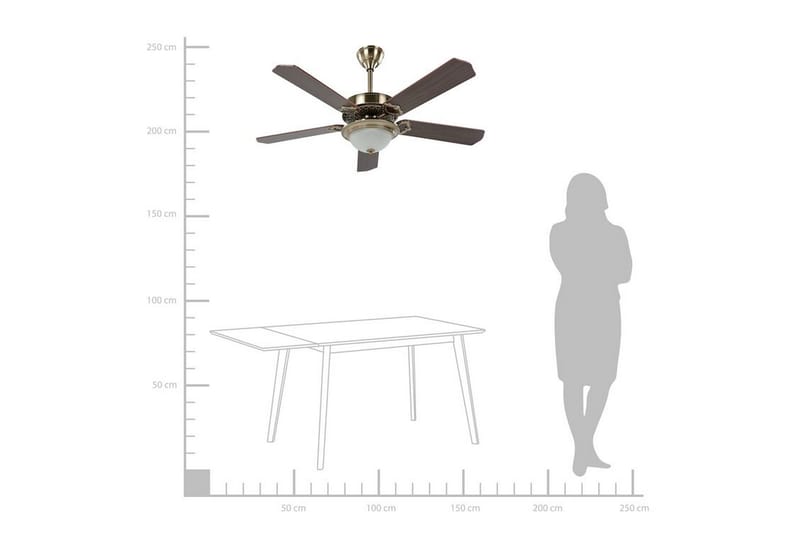 Tamarka Takfläkt 129 cm med Belysning - Natur/Mässing - Fläktar - Takfläkt