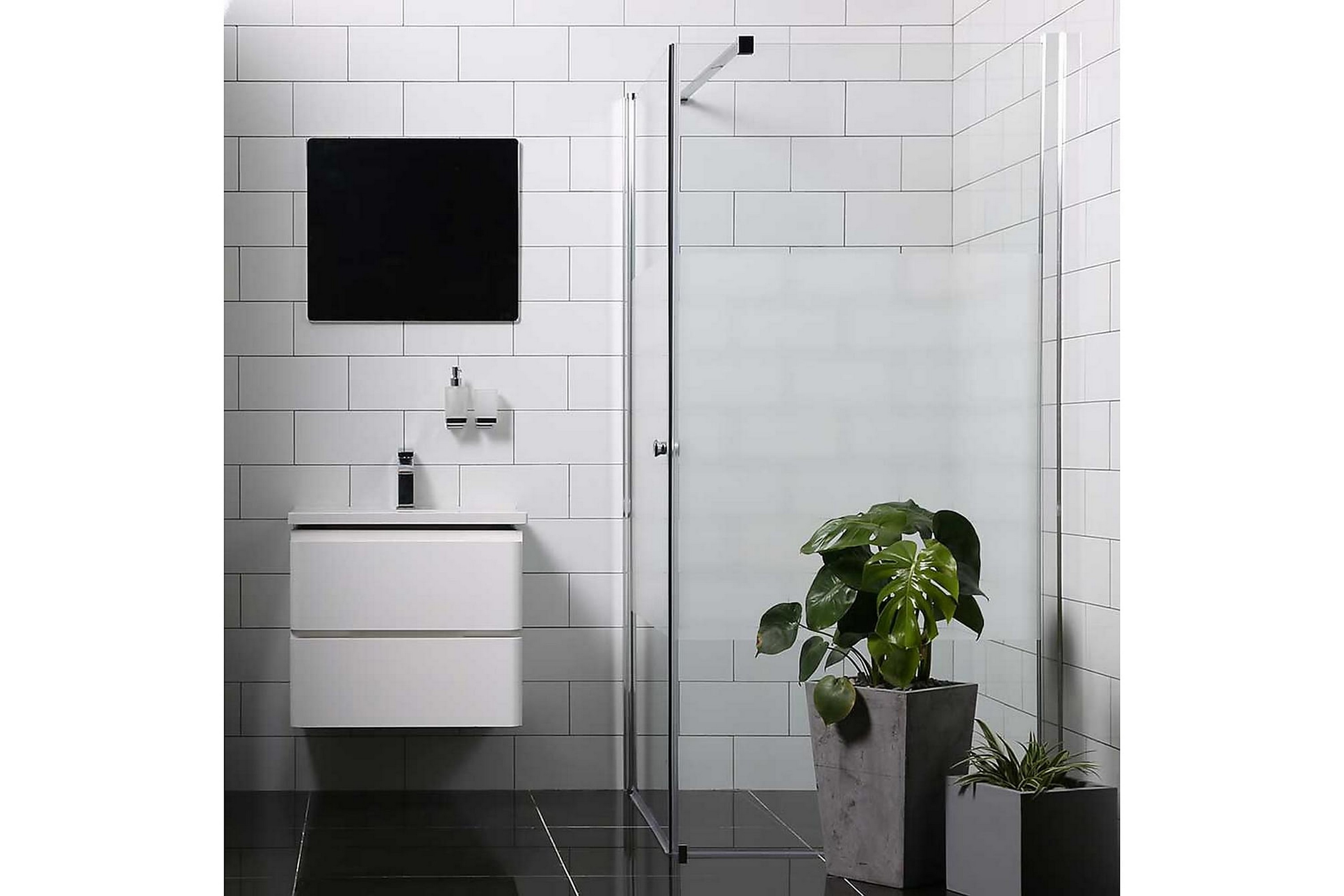 Bathlife Mångsidig Duschdörr Rak Vägg 100x100 cm - Silver/Klarglas