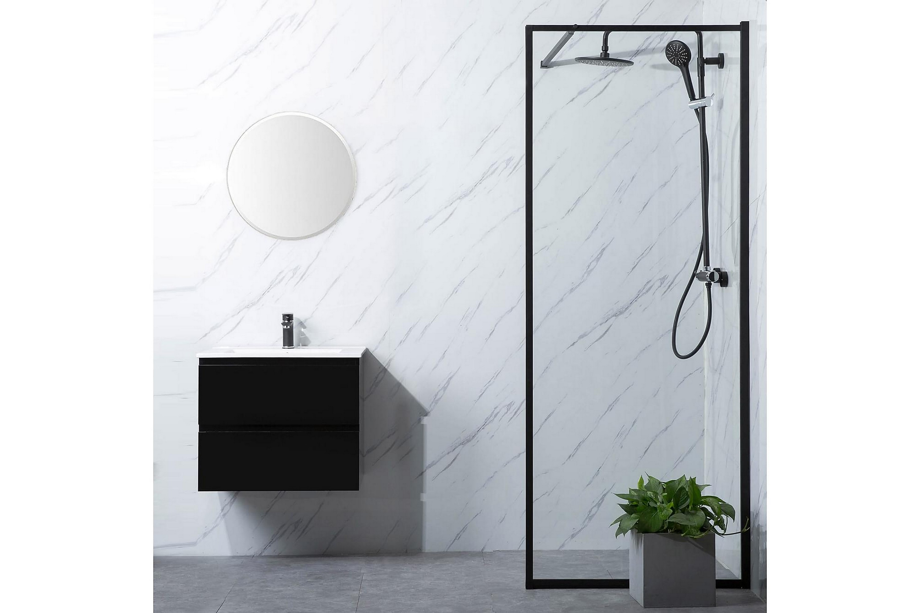 REA/Black Friday Duschvägg Bathlife Profil Rak 90 Vägg Svart - Duschväggar Glas