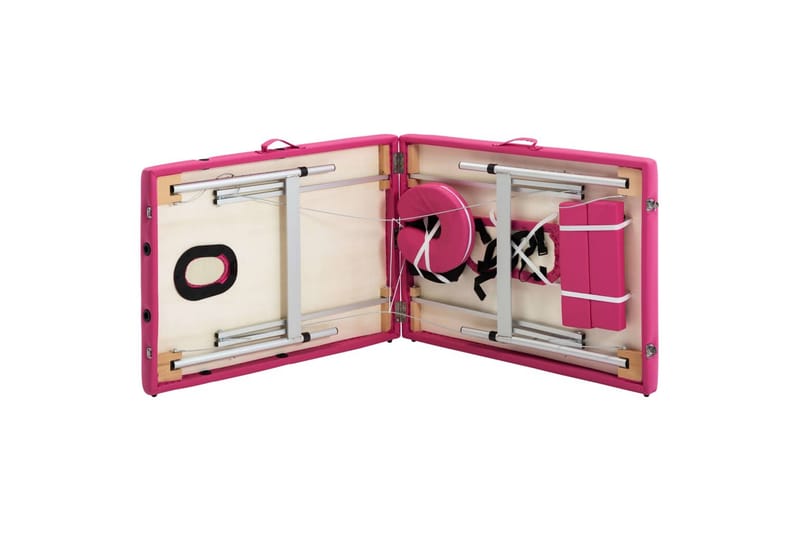 Hopfällbar massagebänk 2 sektioner aluminium rosa - Rosa - Massagebänk & massagebord