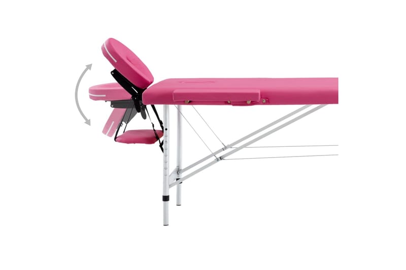 Hopfällbar massagebänk 2 sektioner aluminium rosa - Rosa - Massagebänk & massagebord