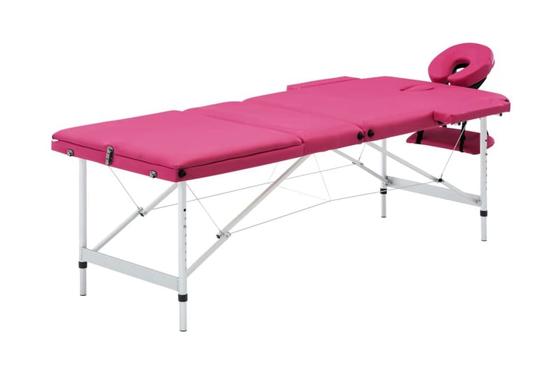 Hopfällbar massagebänk 3 sektioner aluminium rosa - Rosa - Massagebänk & massagebord