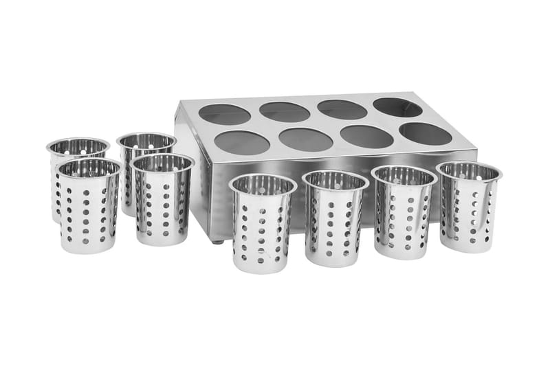 Bestickhållare 8 behållare rektangulär rostfritt stål - Silver - Bestickställ - Bestickförvaring