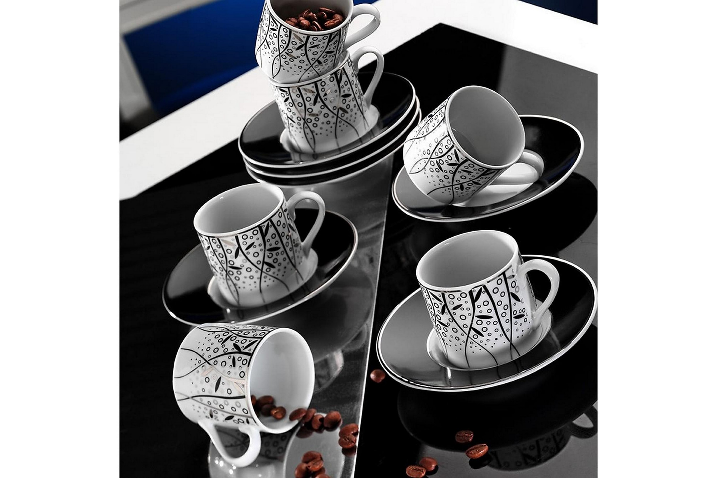 REA/Black Friday Adine Kaffekoppset 12 Delar - Porslin/Svart Porslin Keramiskt material