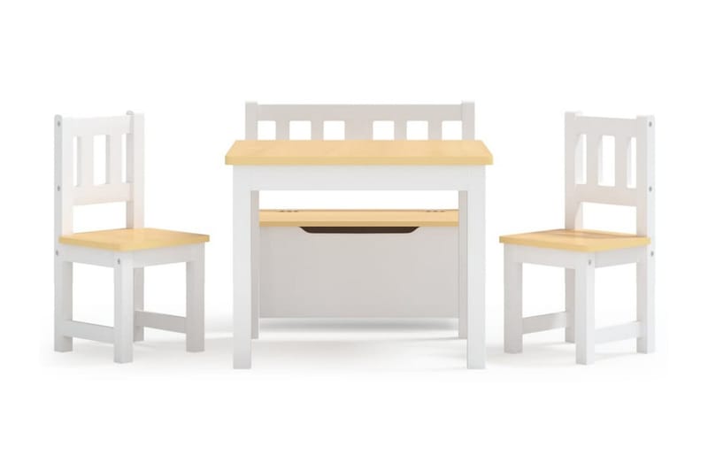 Barnbord och stolar 4 delar vit och beige MDF - Vit - Barnbord