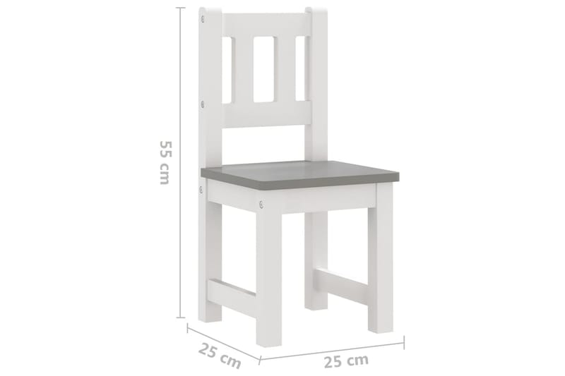 Barnbord och stolar 4 delar vit och grå MDF - Vit - Barnbord