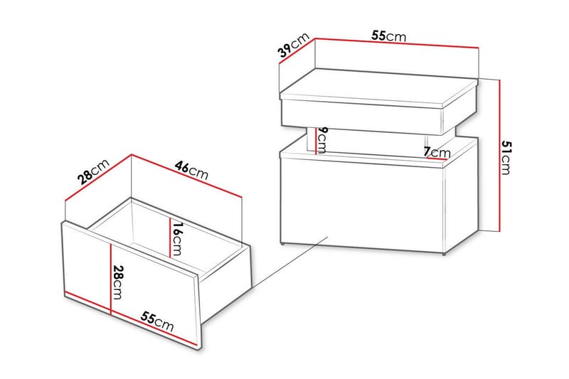 Glenndale Barnsängbord 51 cm - Svart - Sängbord barn & nattduksbord barn