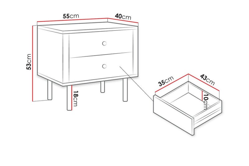 Glenndale Barnsängbord 53 cm - Svart - Möbler - Barnmöbler - Barnbord - Sängbord barn & nattduksbord barn